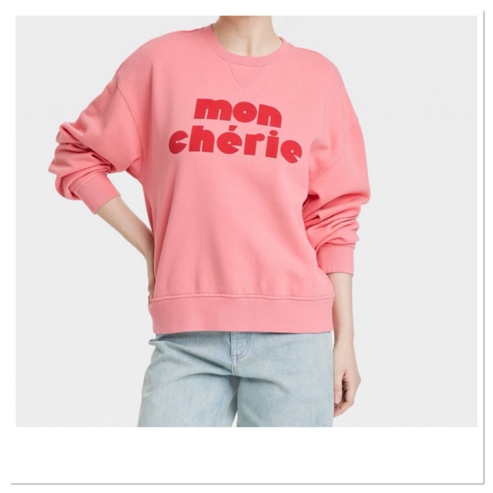 Women’s Pink 'Mon Chérie' Oversized Sweatshirt Universal Thread